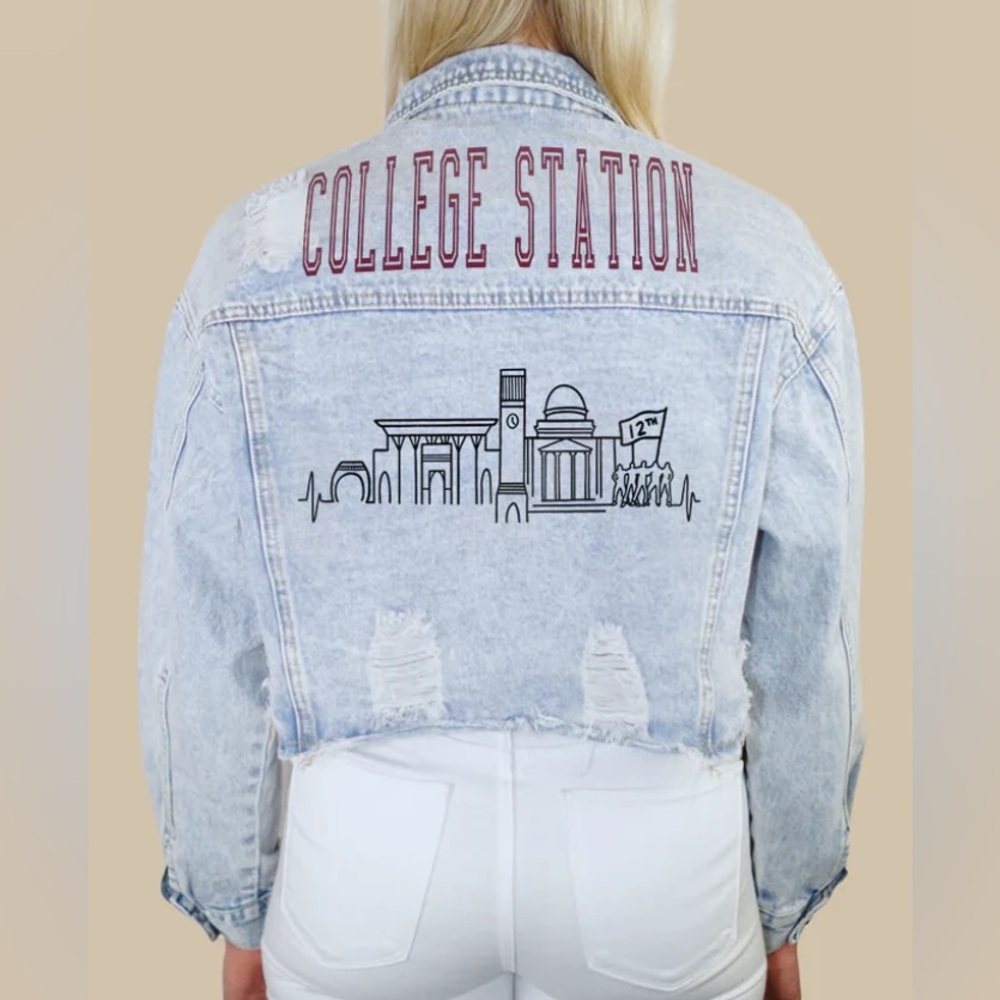 College Station Skyline Denim Jacket